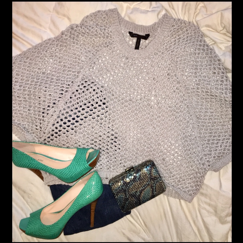 BCBG MaxAzria Pearl Grey Crochet Top